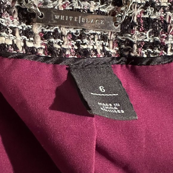 WHBM Tweed Purple Black and White Blazer W Black Chain Details size 6 - Picture 6 of 9
